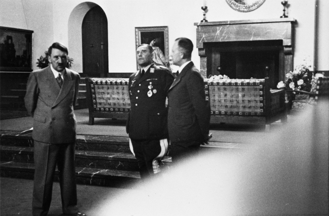 Adolf Hitler in the  Berghof great hall waiting for the results of Ribbentrop's negociations about the german soviet pact in Moscow, from Eva Braun's album